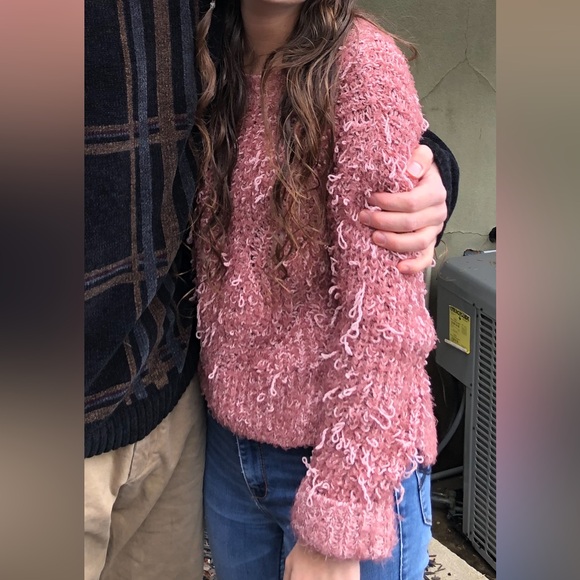 Fuzzy Pink Textured Sweater - Picture 2 of 5
